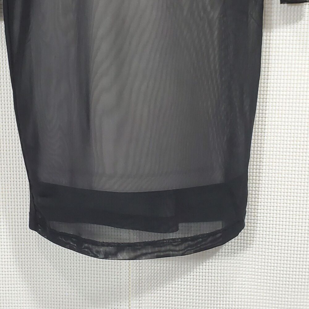 Carmen Marc Valvo Dress Medium Black Sheer Mesh Overlay Nude BodyCon Sheath - Picture 5 of 11